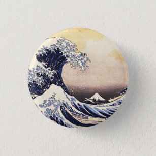 Badge Rond 2,50 Cm La grande vague outre de l'art japonais vintage de