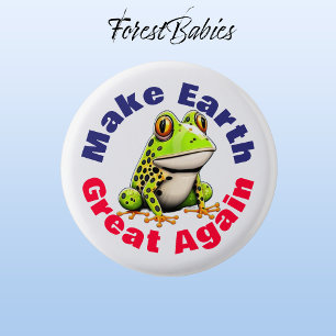 Badge Rond 2,50 Cm La grenouille, Rendre la Terre grande, De l'enviro
