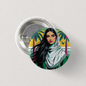 Badge Rond 2,50 Cm "La reine de la pop saoudienne - Art patrimonial a (Devant & derrière)