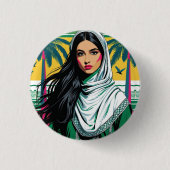 Badge Rond 2,50 Cm "La reine de la pop saoudienne - Art patrimonial a (Devant)