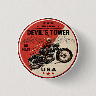 Badge Rond 2,50 Cm La route de Devil's Tower - le voyage à moto en la