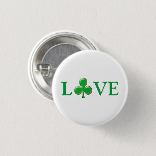 Badge Rond 2,50 Cm La Saint-Patrick Amour Trèfle blanc vert
