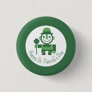 Badge Rond 2,50 Cm La Saint-Patrick avec un Leprechaun Chanceux minim