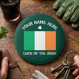 Badge Rond 2,50 Cm La Saint-Patrick Drapeau Irlande Nom Personnalisé