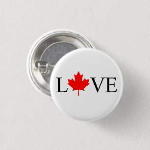 Badge Rond 2,50 Cm La typographie de l'amour avec la feuille d'érable