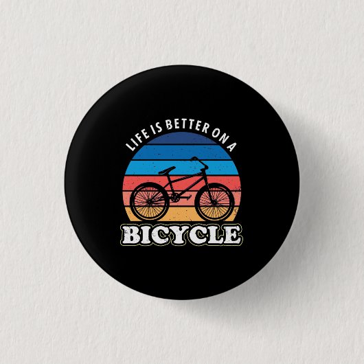 Badge Rond 2,50 Cm La Vie Est Mieux À Vélo (Devant)