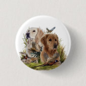 Badge Rond 2,50 Cm Labrador Retrivers avec faisan, Art (Devant)
