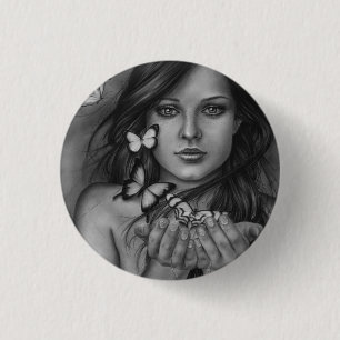 Badge Rond 2,50 Cm Lâchez le bouton de papillons