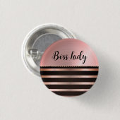 Badge Rond 2,50 Cm Lady Boss Rose Épais (Devant & derrière)