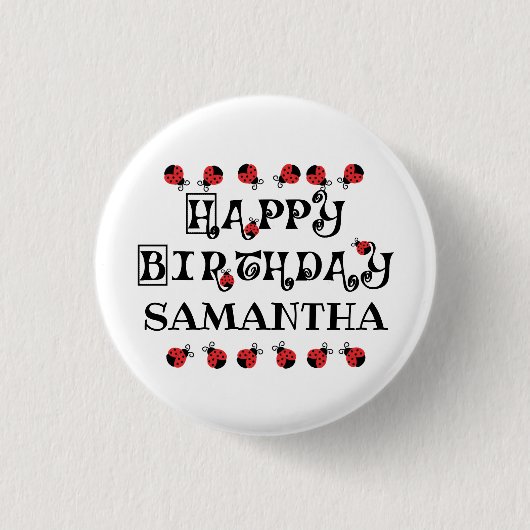 Badge Rond 2,50 Cm Ladybug Birthday Personnalisé (Devant)