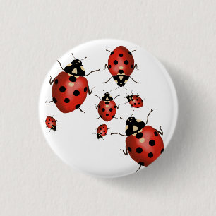 Badge Rond 2,50 Cm Ladybug mignon à main rouge et noir