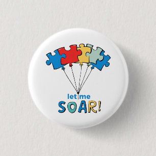 Badge Rond 2,50 Cm Laissez-moi monter - Sensibilisation sur l'autisme