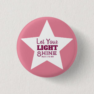 Badge Rond 2,50 Cm Laissez Votre Lumière Briller Verset Biblique Étoi