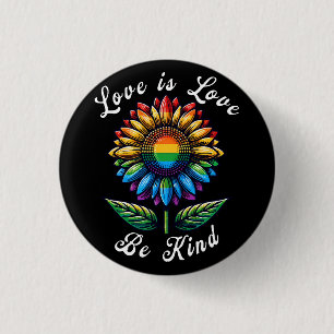 Badge Rond 2,50 Cm L'amour est l'amour Rainbow Sunflower LGBT+ Gay Le