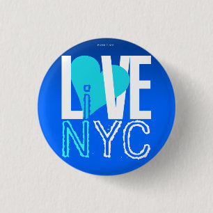 Badge Rond 2,50 Cm L'amour NYC vivent dans le bleu de bouton de NYC
