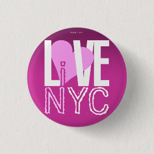Badge Rond 2,50 Cm L'amour NYC vivent dans le rose de bouton de NYC