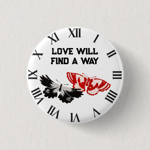 Badge Rond 2,50 Cm L'Amour Trouvera Un Moyen Avec Les Papillons Vinta