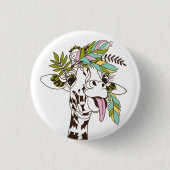 Badge Rond 2,50 Cm Langue drôle de girafe (Devant)