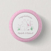 Badge Rond 2,50 Cm Lapin Baby shower lapin Animaux de bois (Devant)