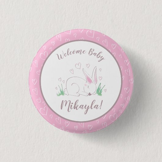 Badge Rond 2,50 Cm Lapin Baby shower lapin Animaux de bois (Devant)