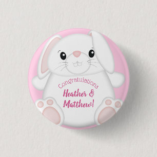 Badge Rond 2,50 Cm Lapin Baby shower rose