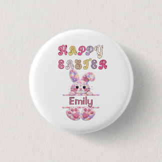 Badge Rond 2,50 Cm Lapin de Pâques Personnalisé pour Fille Mignonne