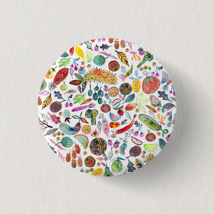 Badge Rond 2,50 Cm L'aquarelle lunatique colorée porte des fruits
