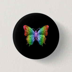 Badge Rond 2,50 Cm L'arc-en-ciel lumineux de papillon colore l'effet