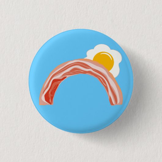 Badge Rond 2,50 Cm Lard et arc-en-ciel d'oeufs (Devant)