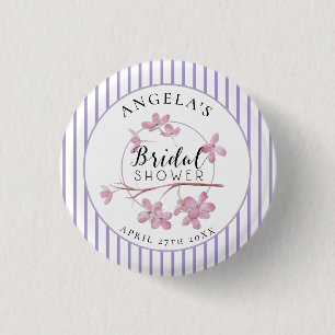 Badge Rond 2,50 Cm Lavande Rose Lilas Rayures Bridal Shower