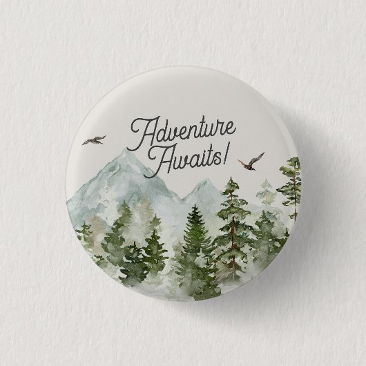 Badge Rond 2,50 Cm l'aventure forestière de bois attend (Devant)