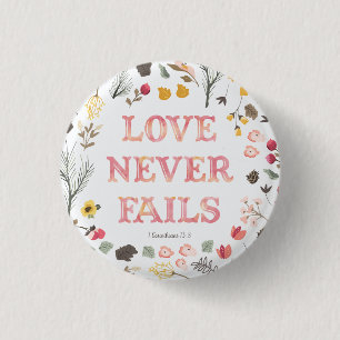 Badge Rond 2,50 Cm Le "amour n'échoue jamais" - floral