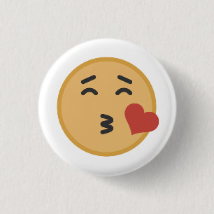 Badge Rond 2,50 Cm Le baiser mignon Emoji font face à la bande