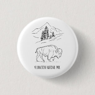 Badge Rond 2,50 Cm Le bison minimaliste dans la chemise paysage de mo