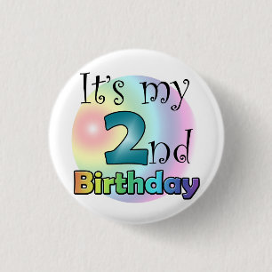 Badge Rond 2,50 Cm Le Bleu It's my 2nd Birthday