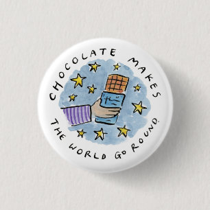 Badge Rond 2,50 Cm Le chocolat fait tourner le monde