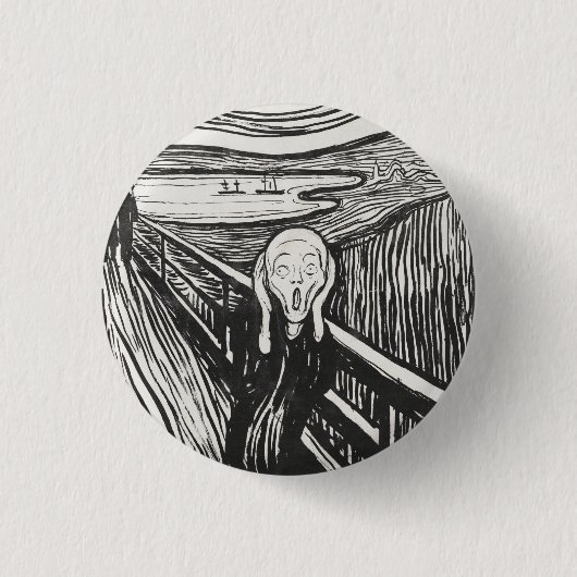 Badge Rond 2,50 Cm Le cri d'Edvard Munch noir et blanc (Devant)