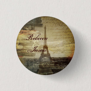 Badge Rond 2,50 Cm le cru scripts la faveur de mariage de Tour Eiffel