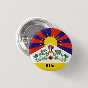 Badge Rond 2,50 Cm Le drapeau du Tibet et des lions de neige - L'Hima