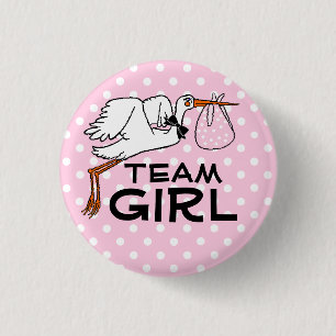 Badge Rond 2,50 Cm Le genre de baby shower de cigogne de rose de