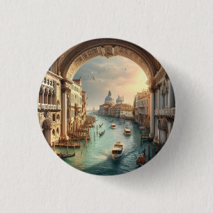 Badge Rond 2,50 Cm Le Grand Canal à Venise Italie Voyage
