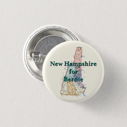 Badge Rond 2,50 Cm Le New Hampshire pour Bernie 2016 (Devant & derrière)