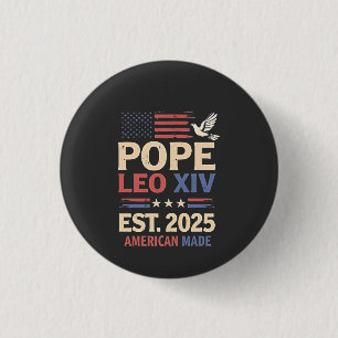 Badge Rond 2,50 Cm Le pape Leo XIV est. Drapeau 4 juillet USA 2025