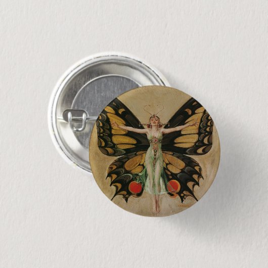 Badge Rond 2,50 Cm Le papillon - Papillon fille (Devant & derrière)
