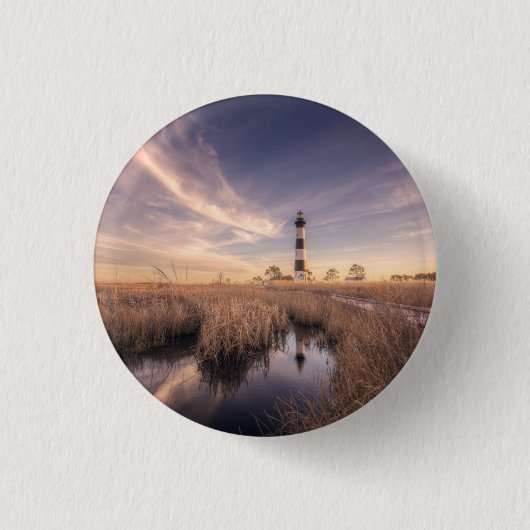 Badge Rond 2,50 Cm Le phare d'île de Bodie au coucher du soleil (Devant)