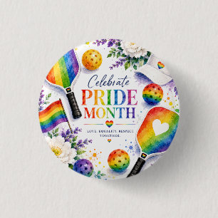 Badge Rond 2,50 Cm Le pickleball arc-en-ciel sur le thème de la Fiert