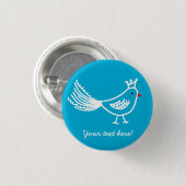 Badge Rond 2,50 Cm Le Roi Bird Blue Button (Devant & derrière)