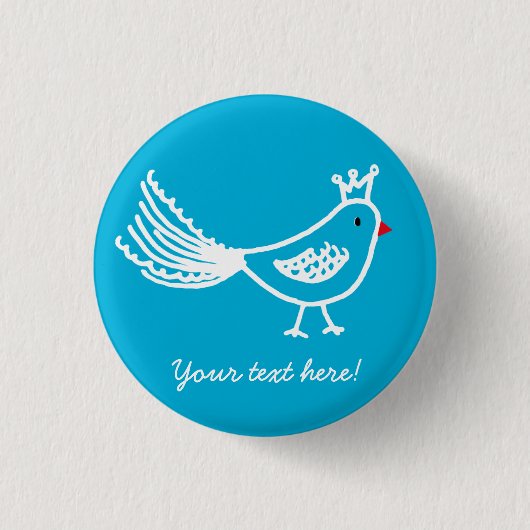 Badge Rond 2,50 Cm Le Roi Bird Blue Button (Devant)