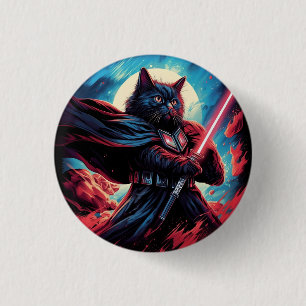 Badge Rond 2,50 Cm Le Stardust Samurai Guerrier de chat cosmique