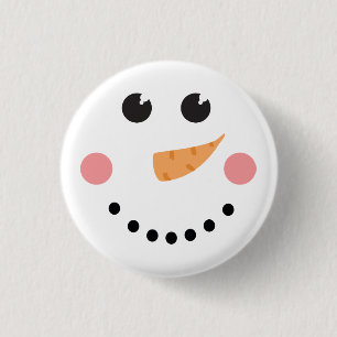 Badge Rond 2,50 Cm Le visage de Kawaii Snowman avec le nez de la caro